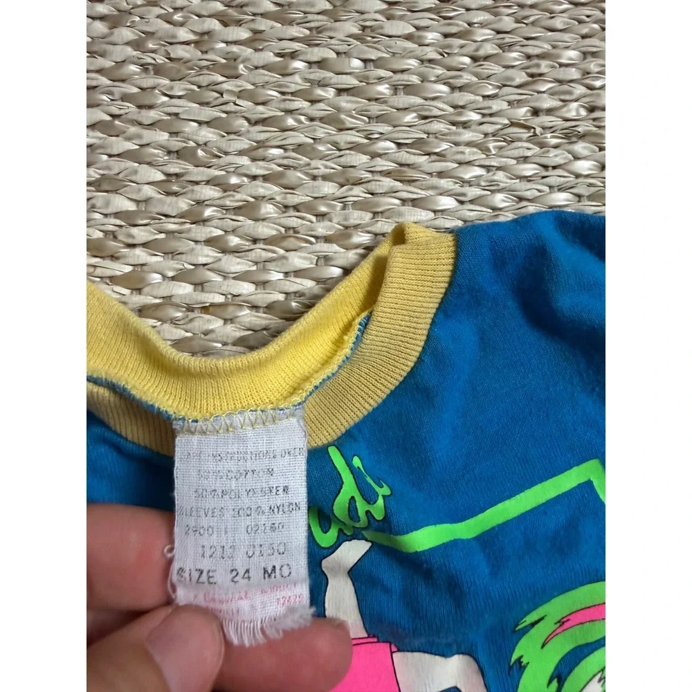 Vintage Neon Surfin Dud Toddler Set 24/18 Retro Beach skate surf tee shorts 80's
